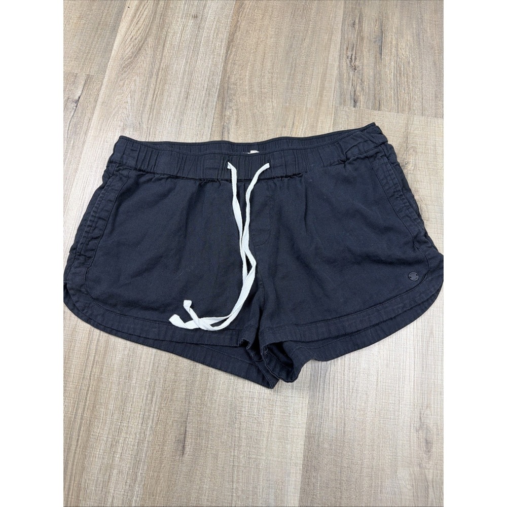 Roxy Pull On Shorts Women Size Large Black Drawstring Casual Lounge Beach